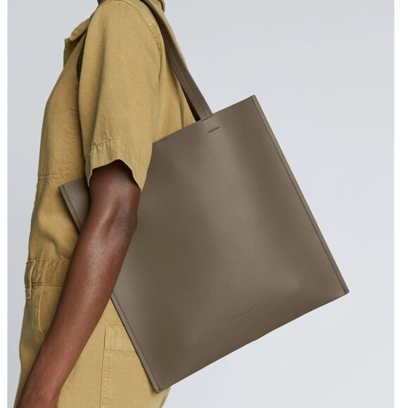 Everlane Italian Leathe Gallery Tote Shoulder Bag  Green 13 3/4"W ×13 3/4"H - Picture 1 of 6